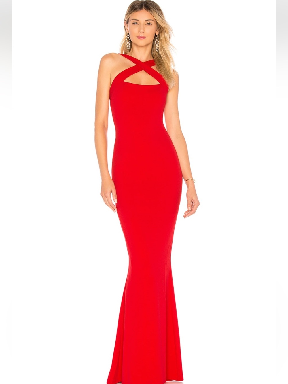 Nookie Red Cross-Front Halter Gown